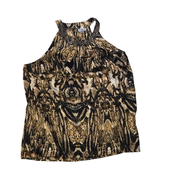 Worthington Snake Print Halter-type Top Beaded High Gathered Neckline Women's M - Picture 4 of 11